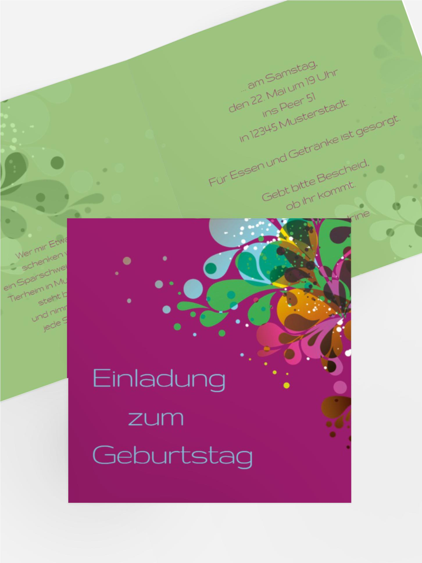 Geburtstag Einladung Farbenspiel Geburtstag Einladung Farbenspiel