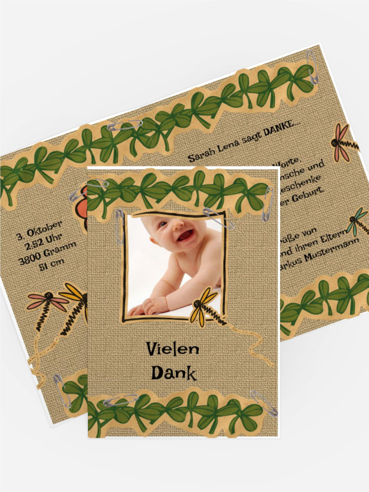 Dankeskarte Geburt Pinnwand