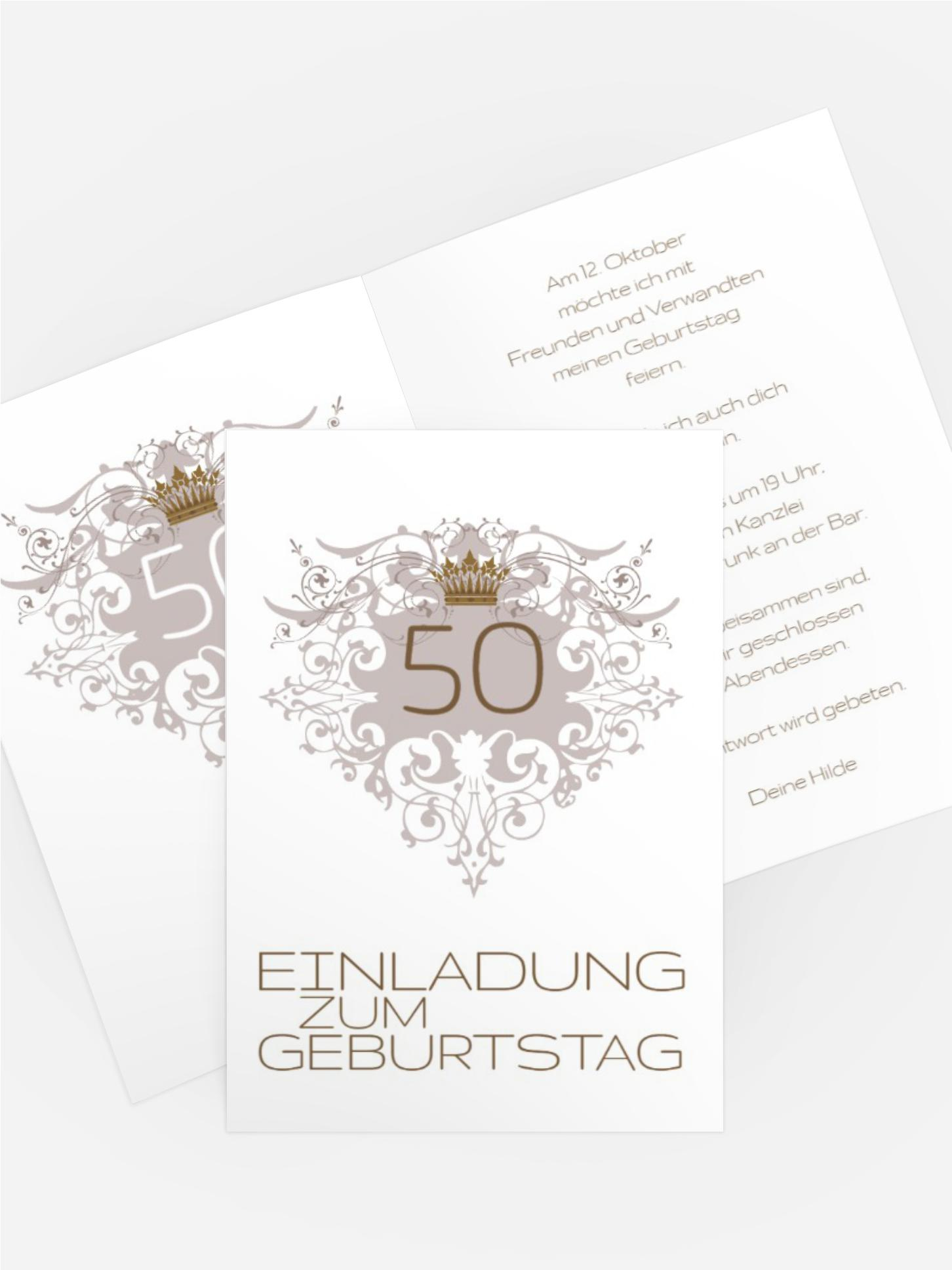 Einladung zum Geburtstag Krone 50