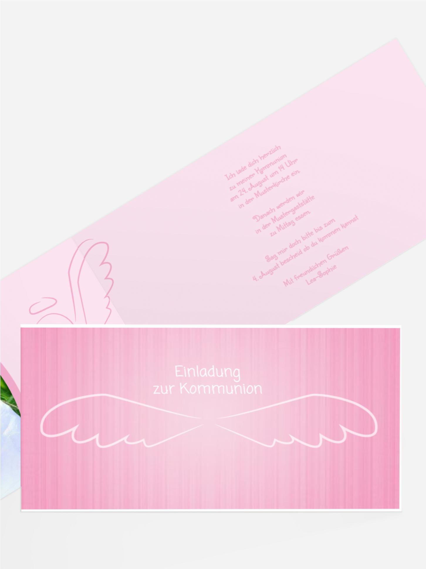 Einladungskarte Kommunion Angel Wings