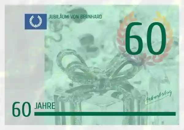 Einladungskarte zum Geburtstag Geldschein 60