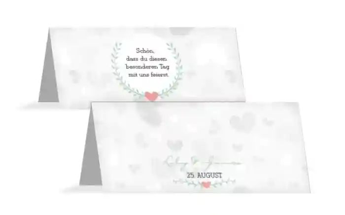Tischkarte zur Hochzeit Zarte Ranke