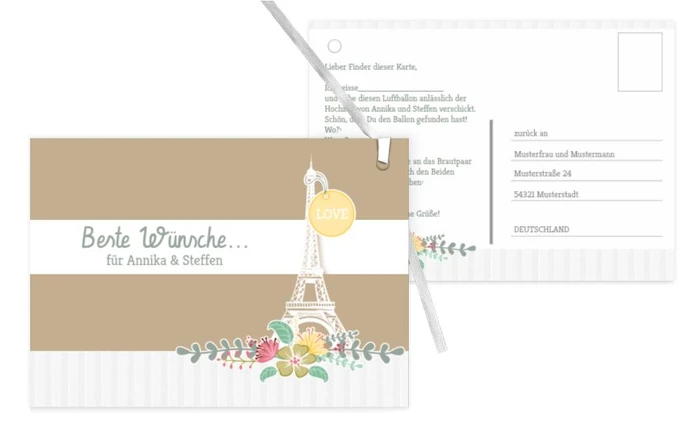 Ballonkarte zur Hochzeit Paris