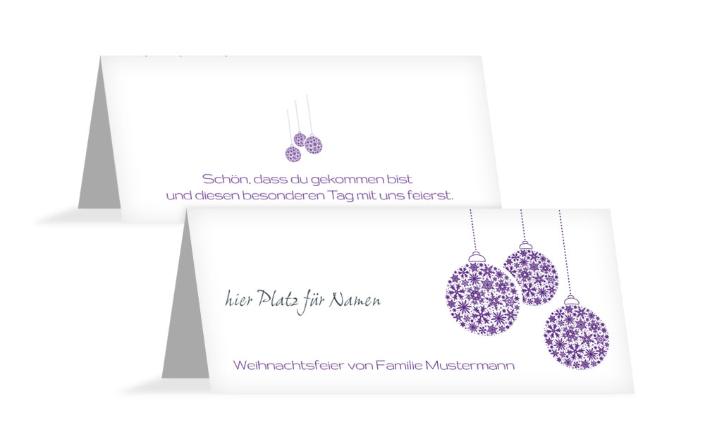 Weihnachtstischkarte Kugeln Weihnachtstischkarte Kugeln