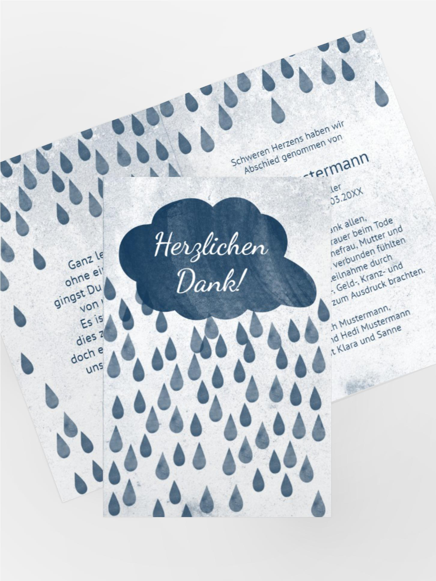 Dankeskarte Regen hoch