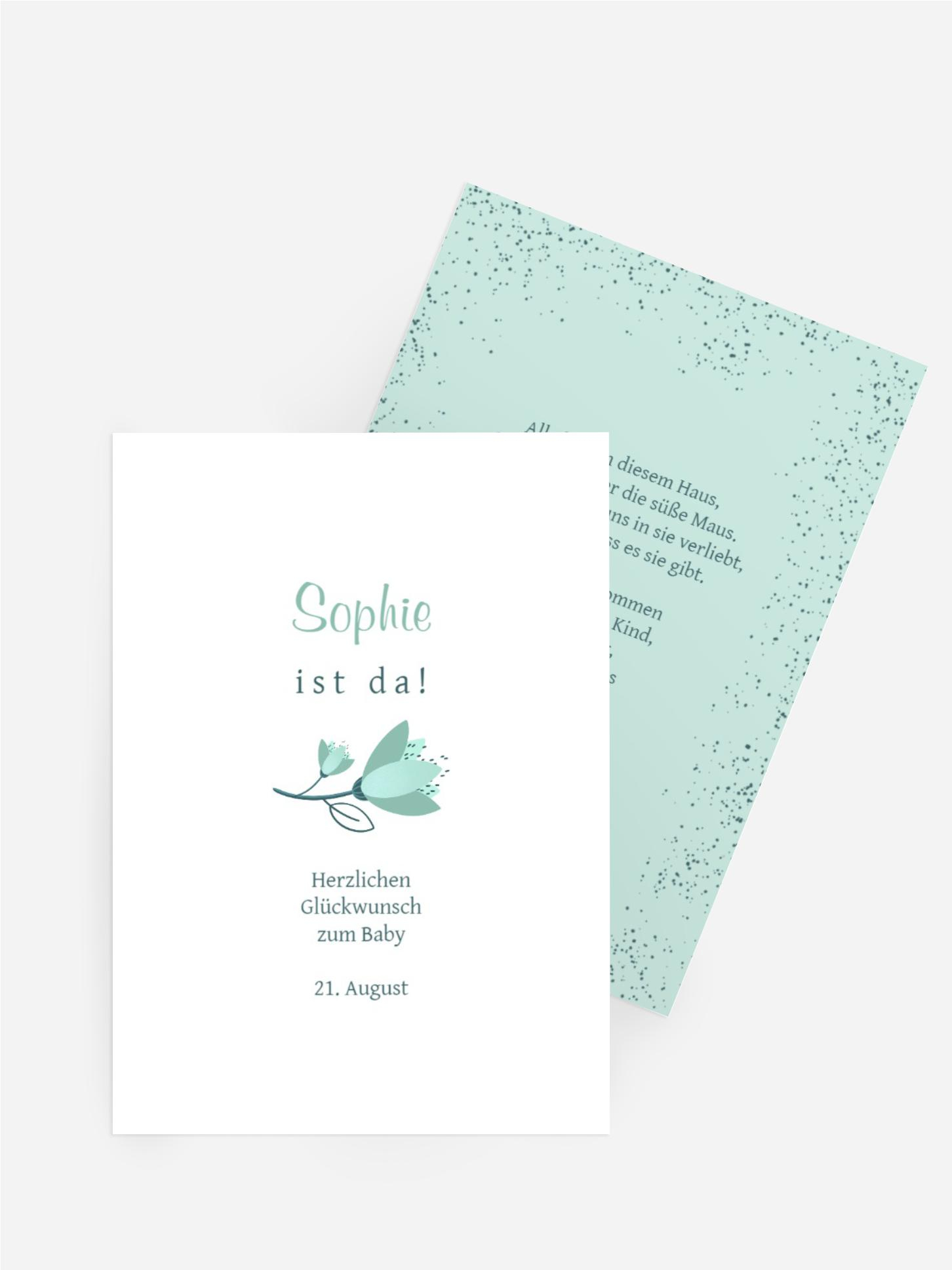 Glückwunschkarte zur Geburt Magische Blume