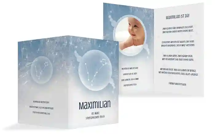 Geburtskarte Sternzeichen Fisch