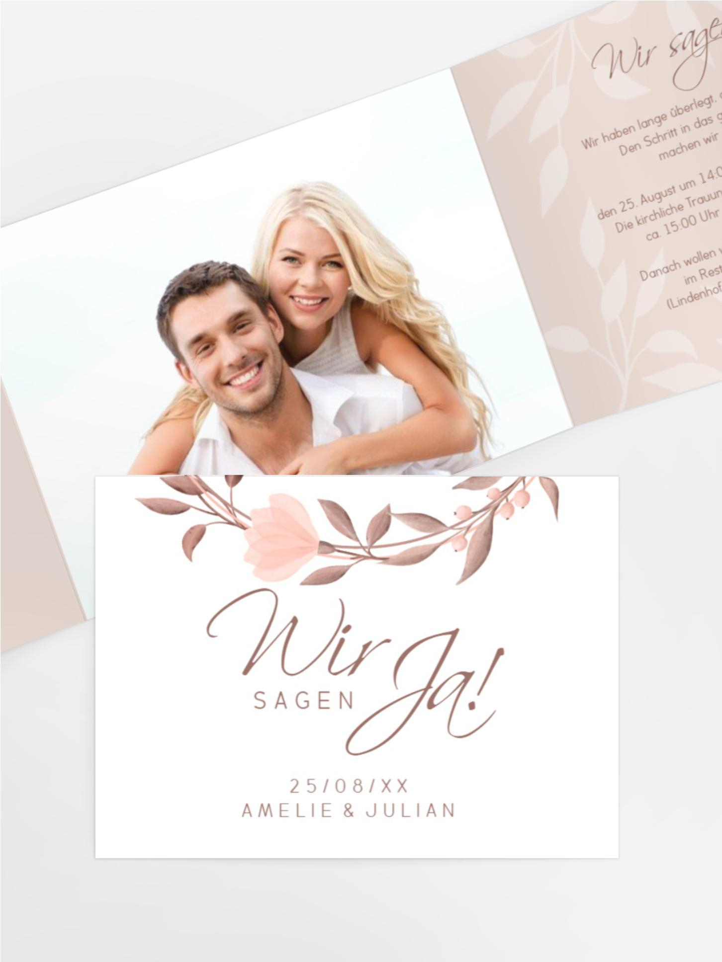 Hochzeitseinladung Sanfter Blumenkranz