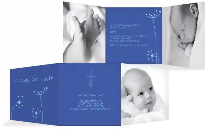 Taufkarte abstrakte Blumen