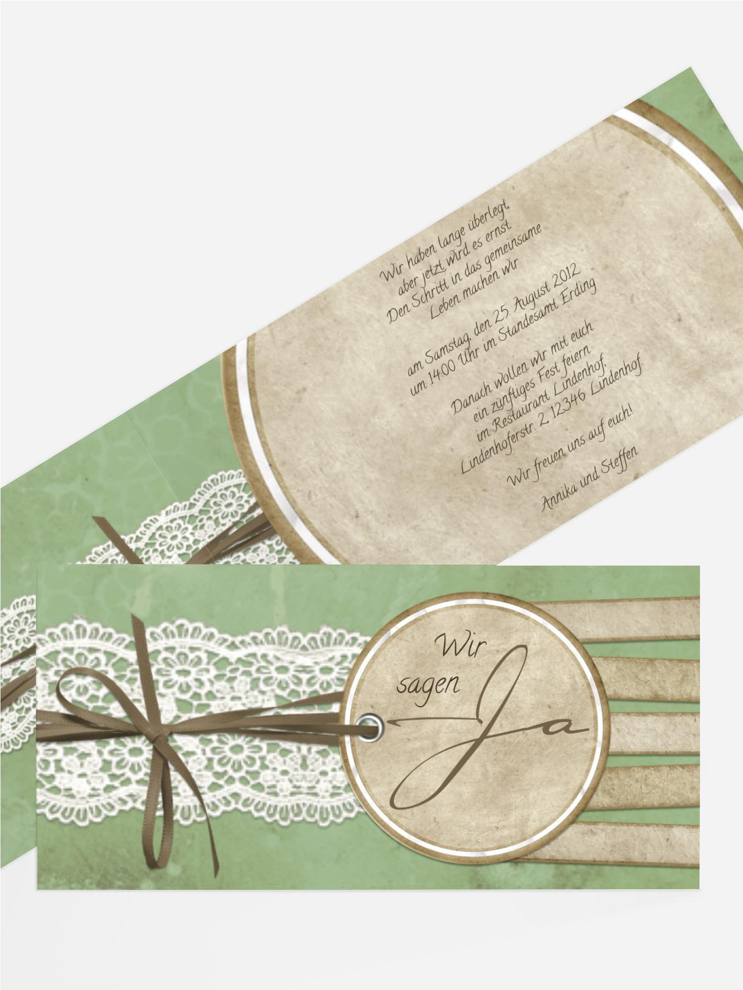 Hochzeitskarte Einladung Vintage Lace