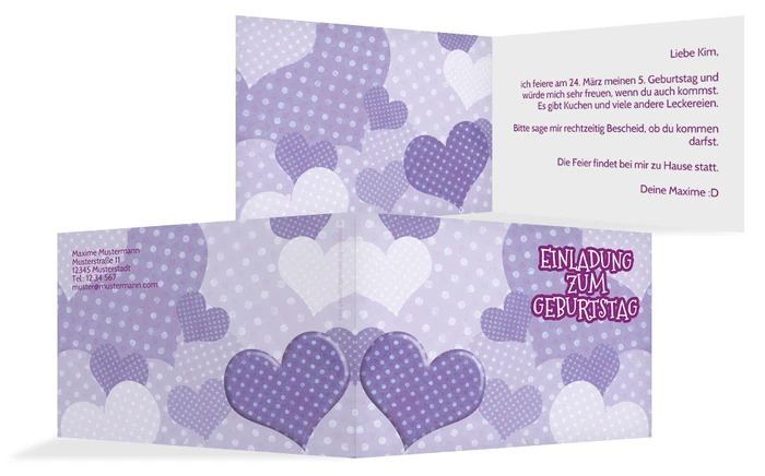 Geburtstagseinladung Herz mit Punkten