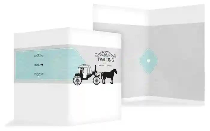 Hochzeitskirchenheft Umschlag Kutsche