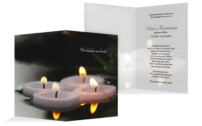 Dankeskarte Schwimmkerze hoch