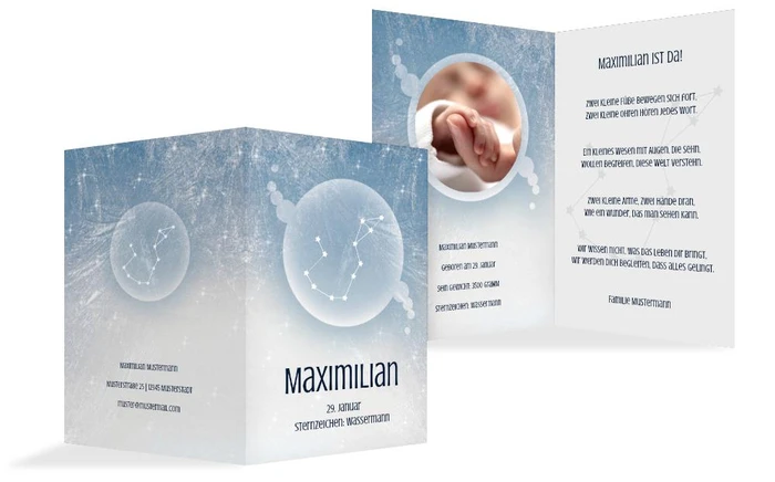 Geburtskarte Sternzeichen Wassermann Geburtskarte Sternzeichen Wassermann