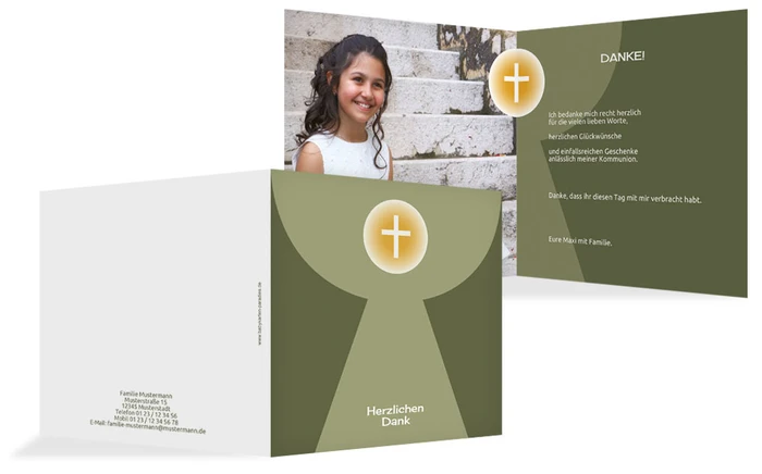 Kommunion Dankeskarte Kelch mit Hostie Kommunion Dankeskarte Kelch mit Hostie