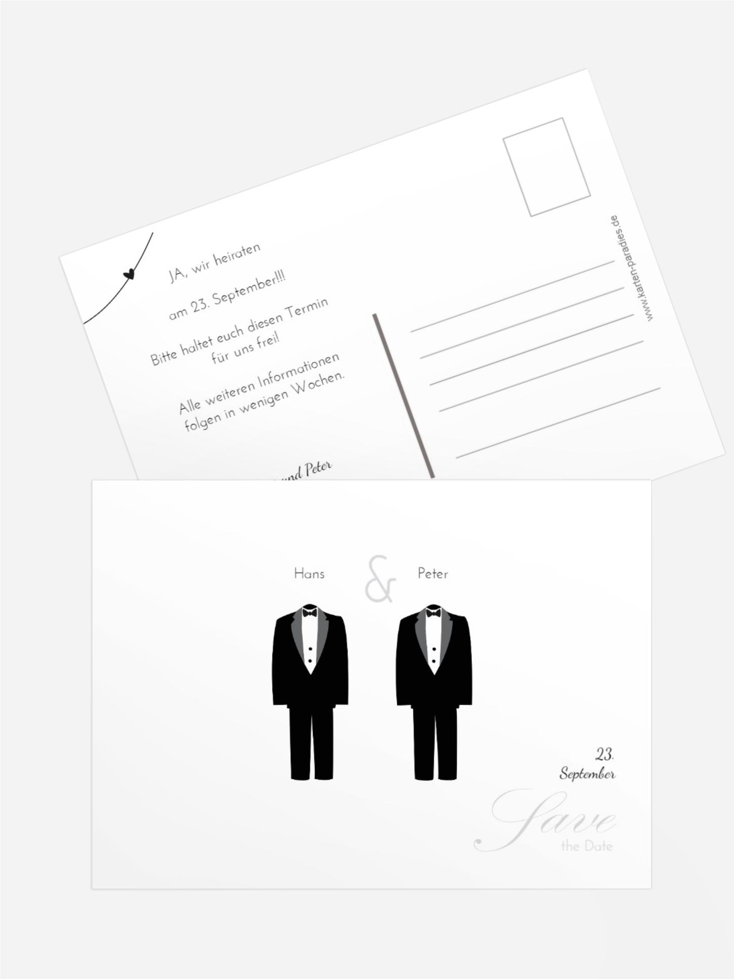 Save the Date Karte suits