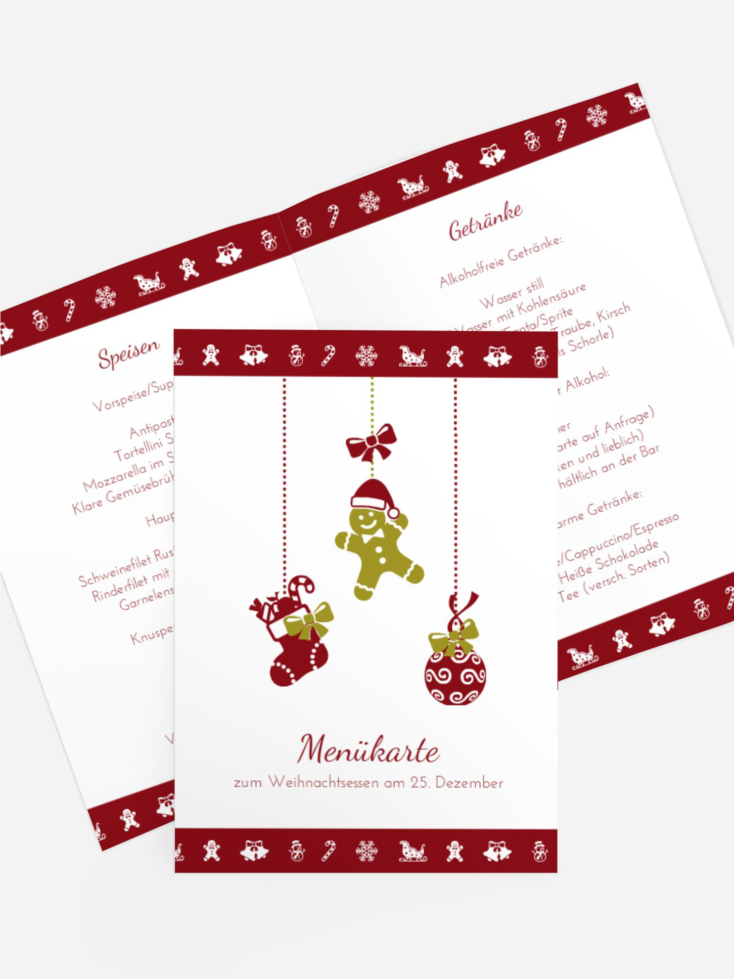 Weihnachtsmenükarte Borte