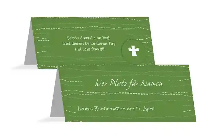 Tischkarte Konfirmation Wellen Kreuz