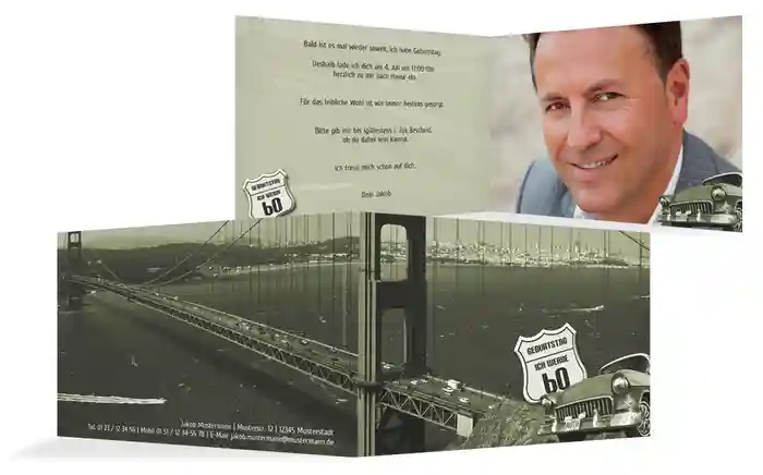 Geburtstagseinladungskarte old bridge 60 Foto Geburtstagseinladungskarte old bridge 60 Foto