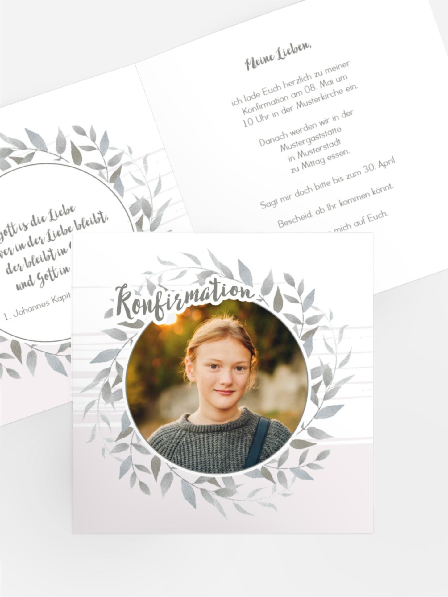 Einladungskarte Konfirmation Kranz