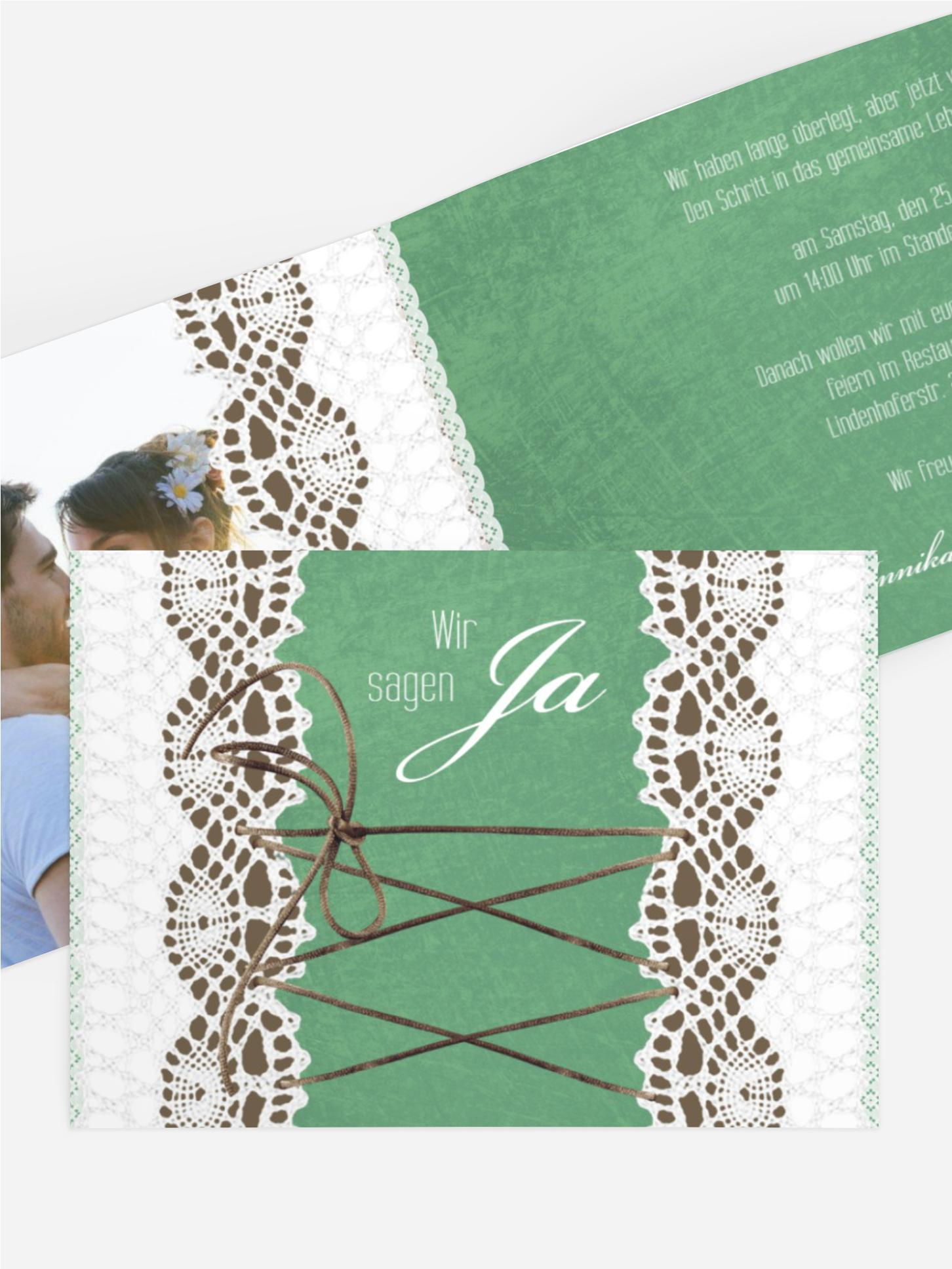 Einladung zur Hochzeit Vintage Schleife