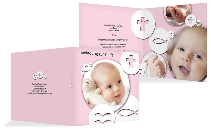 Einladungskarte Taufe Taufsymbole
