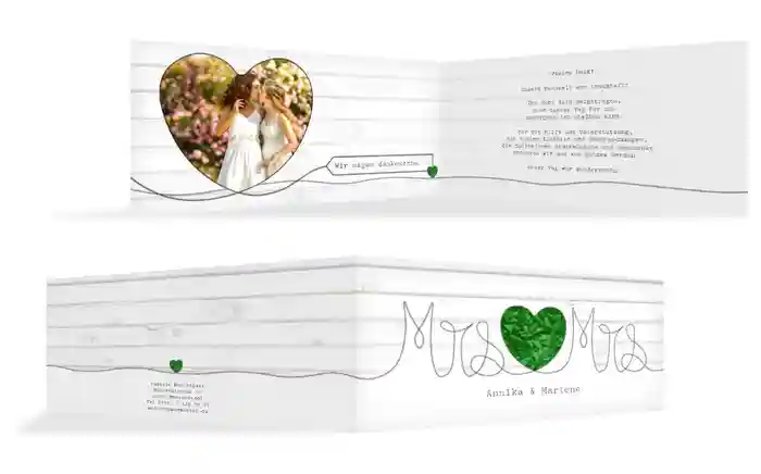 Hochzeit Dankeskarte Mrs+Mrs
