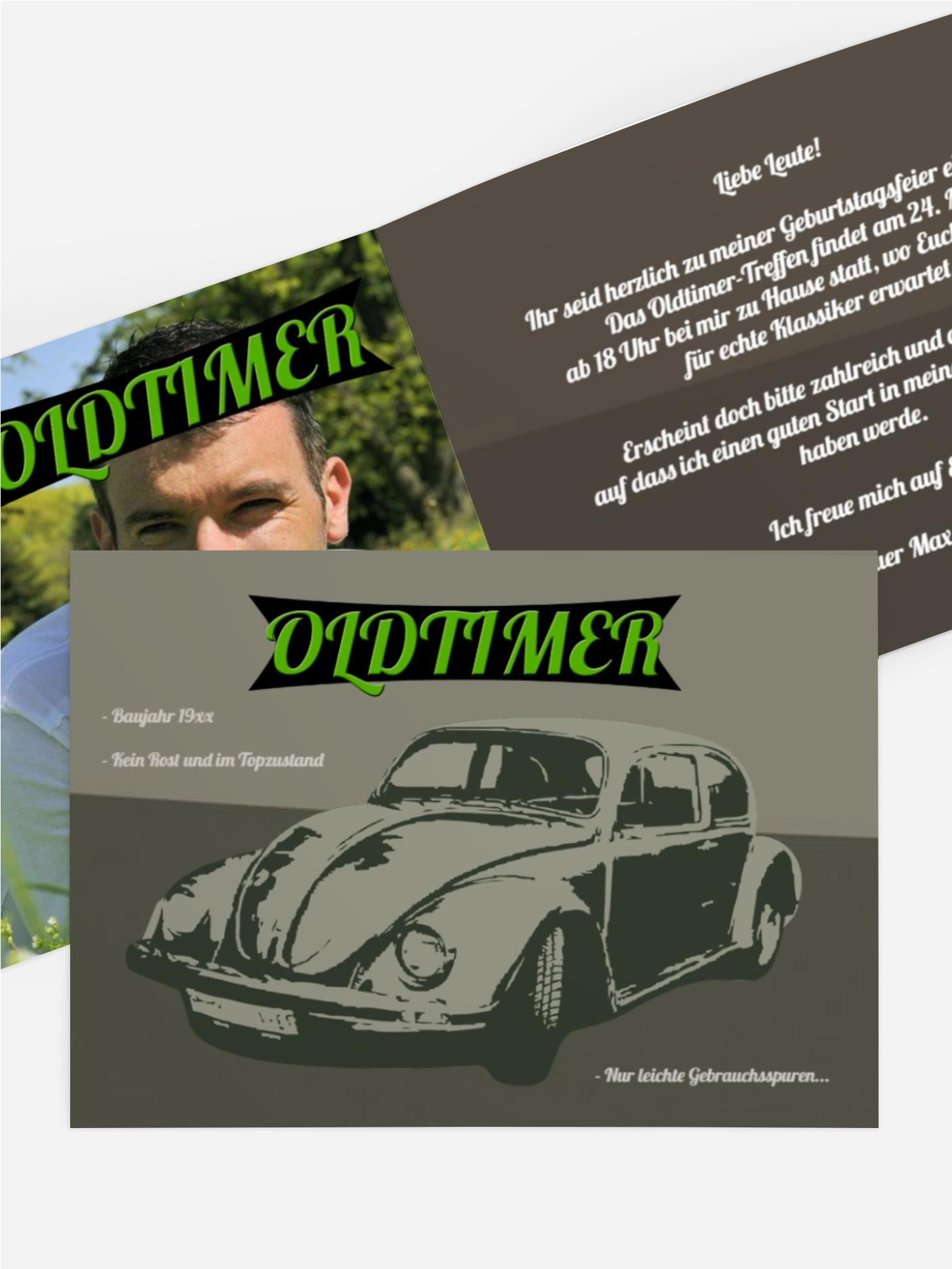 Einladung zum Geburtstag Oldtimer Foto
