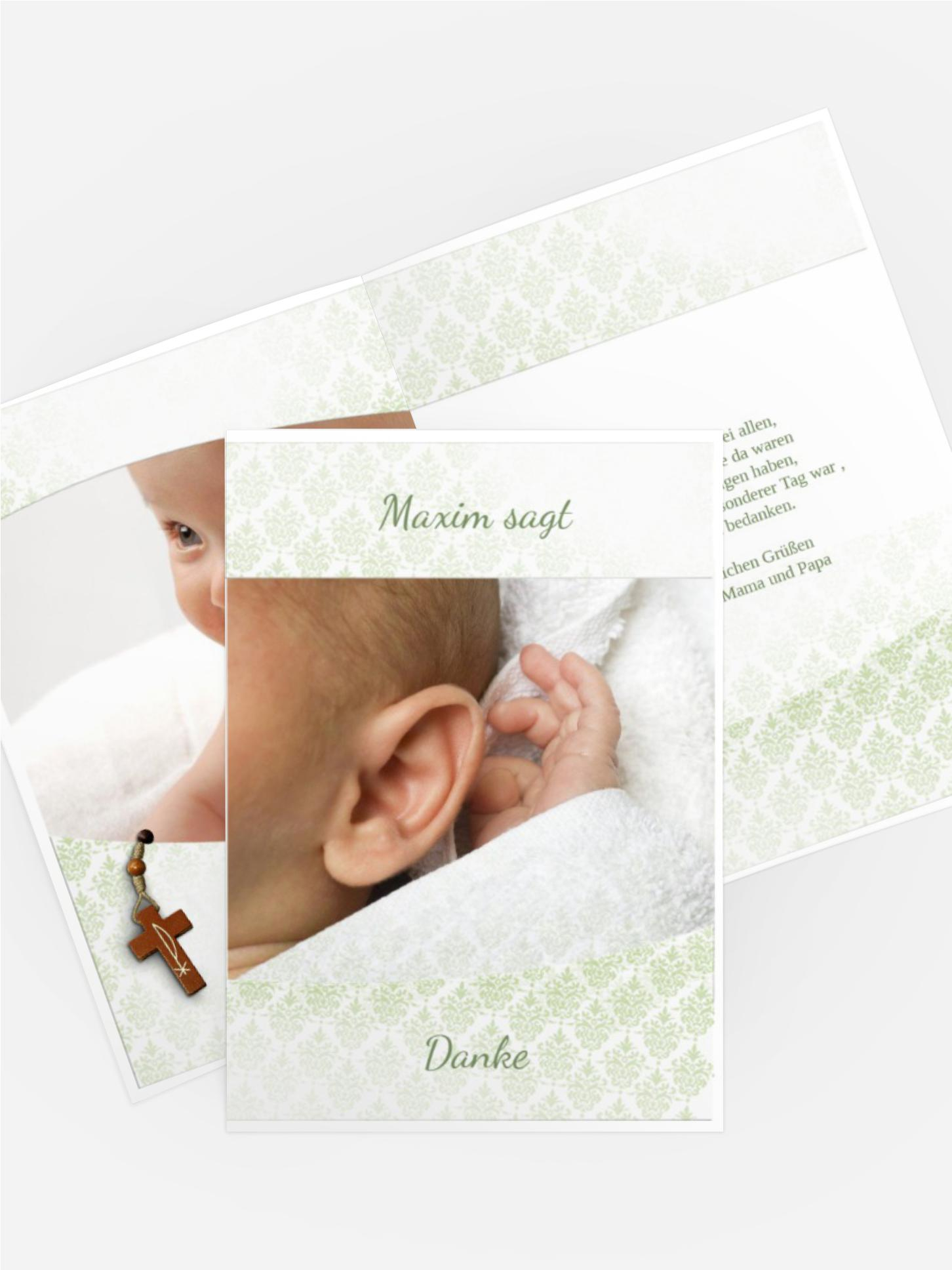 Taufe Dankeskarte Ornamentrahmen