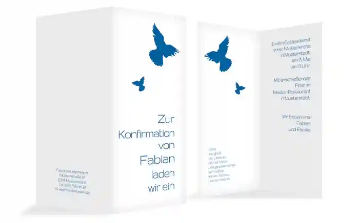 Konfirmationseinladungskarte Taube