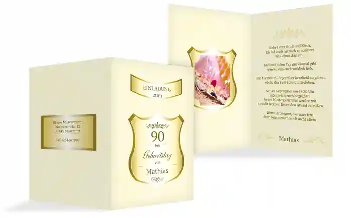 Geburtstagseinladung 90 label Foto