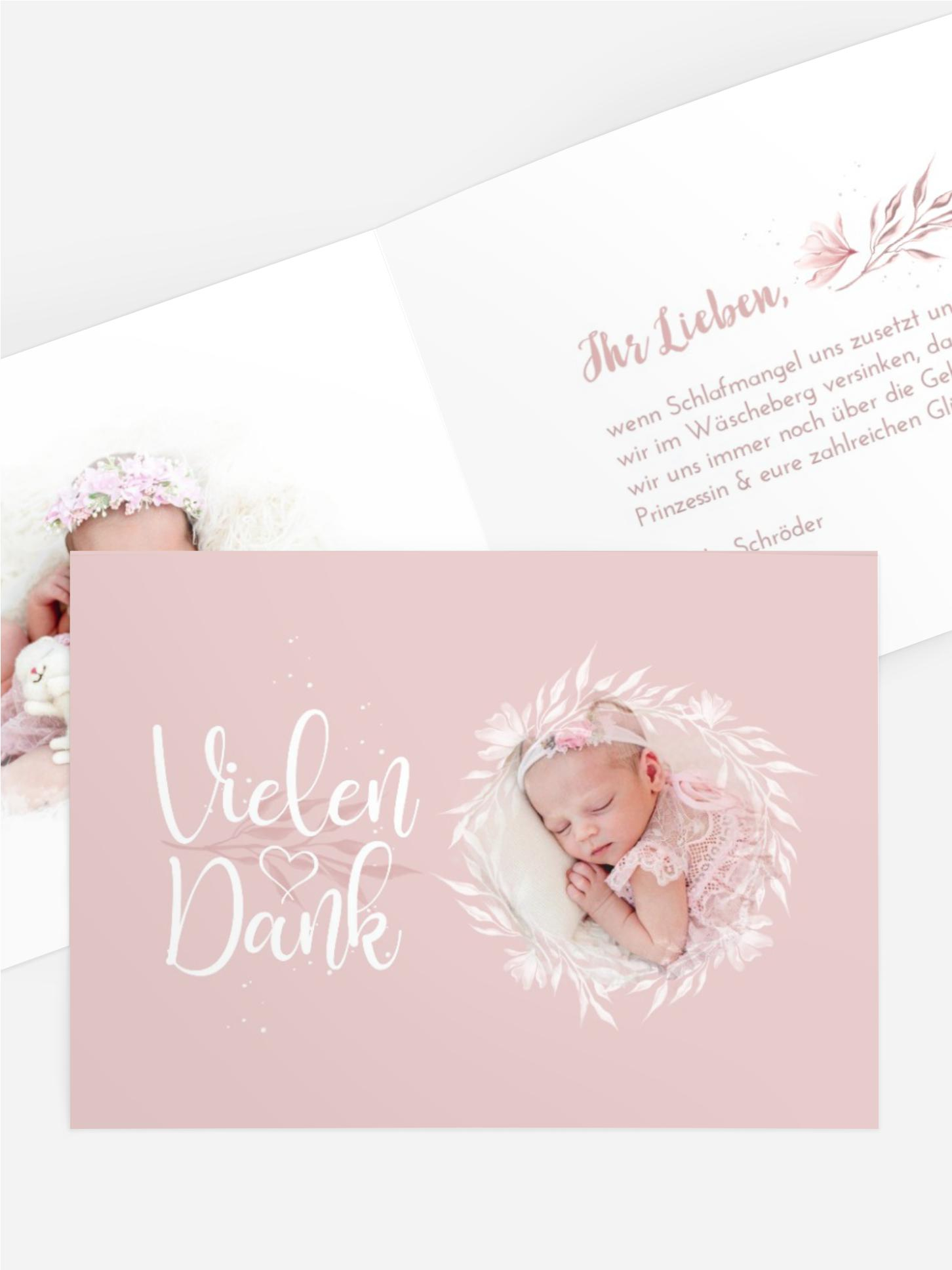 Baby Dankeskarte Blumenpräsens