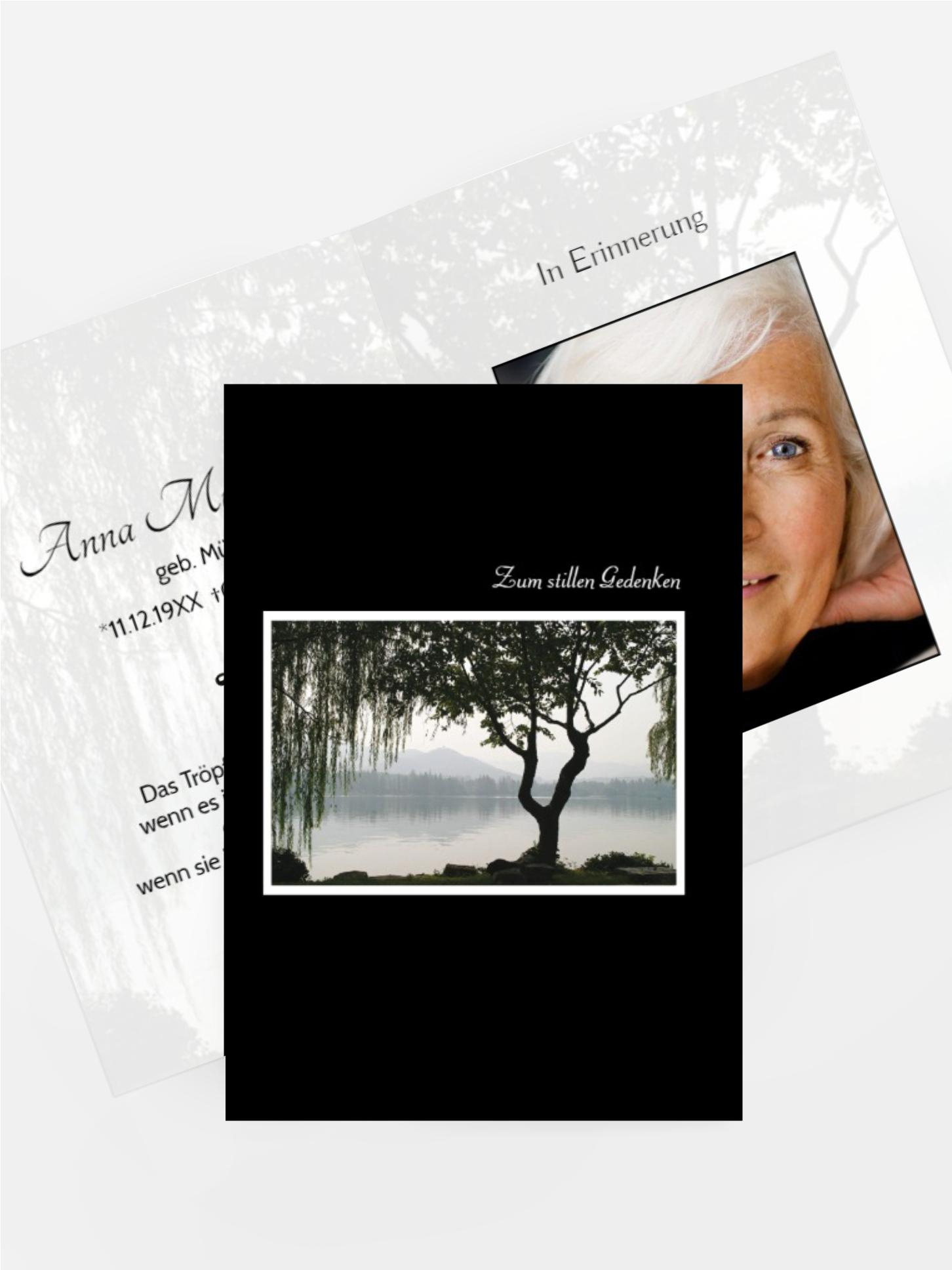 Sterbebildkarte Baum am See