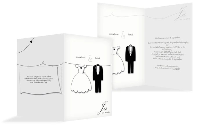 Einladungskarte dress and suit