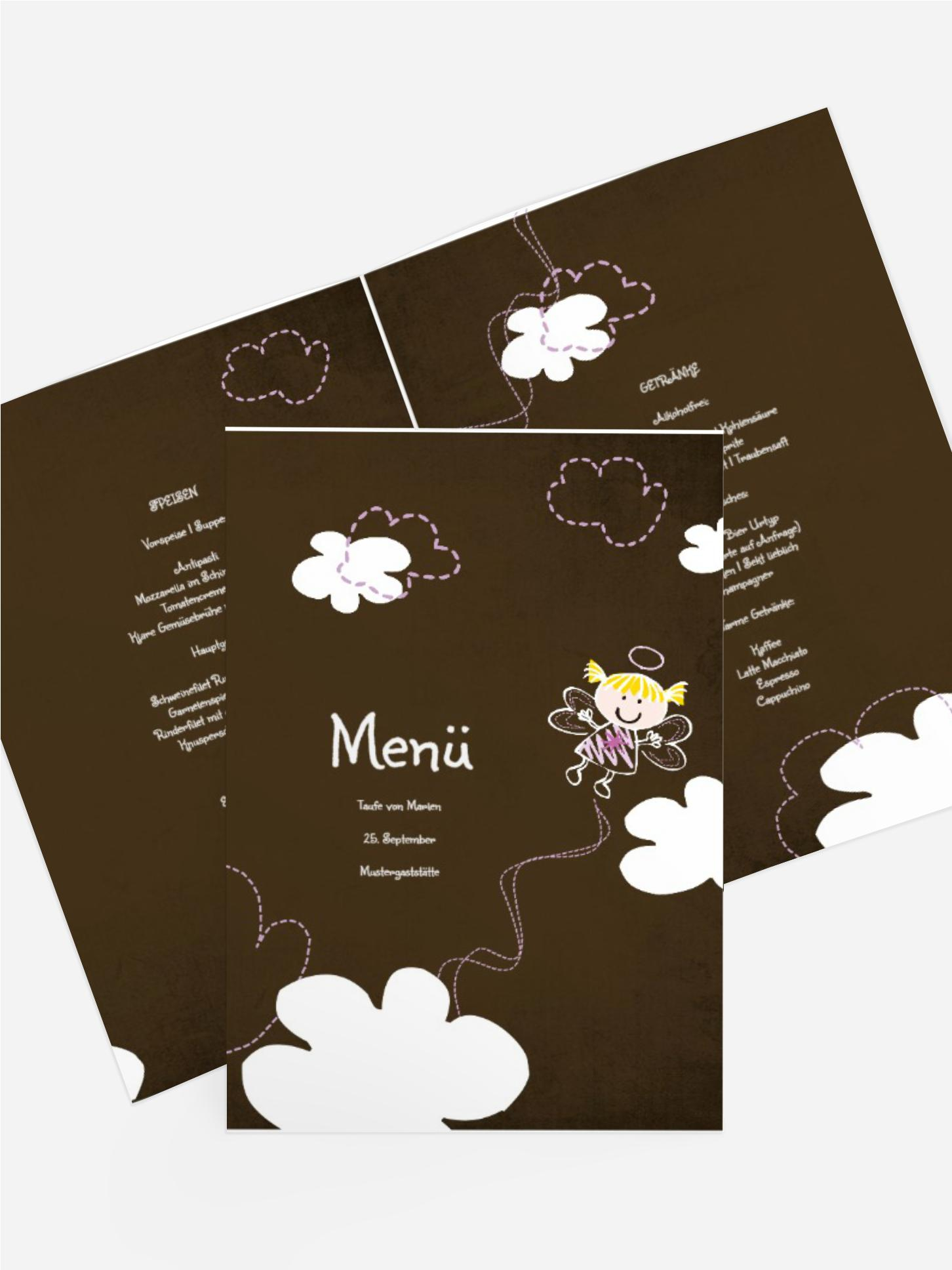Menükarte Taufe Engelchen