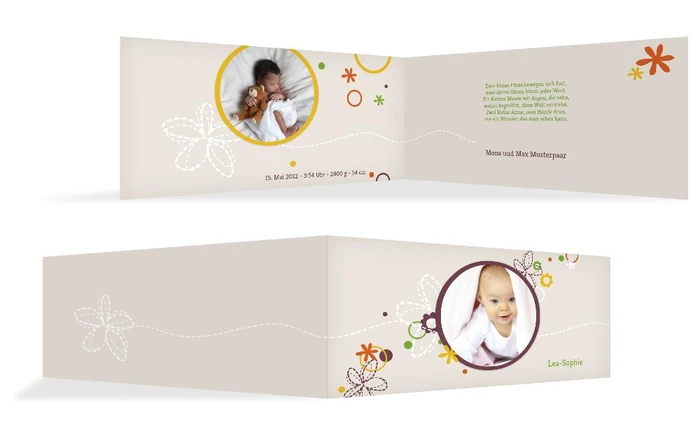 Geburtskarte Blumenornament