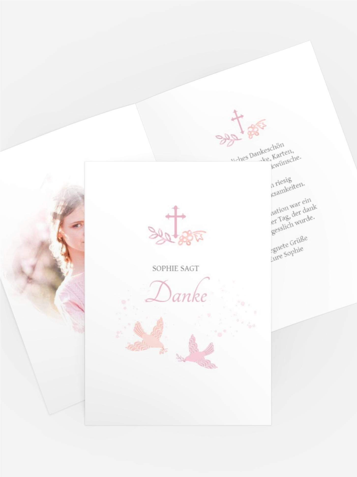 Dankeskarte Konfirmation Vögel im Flug