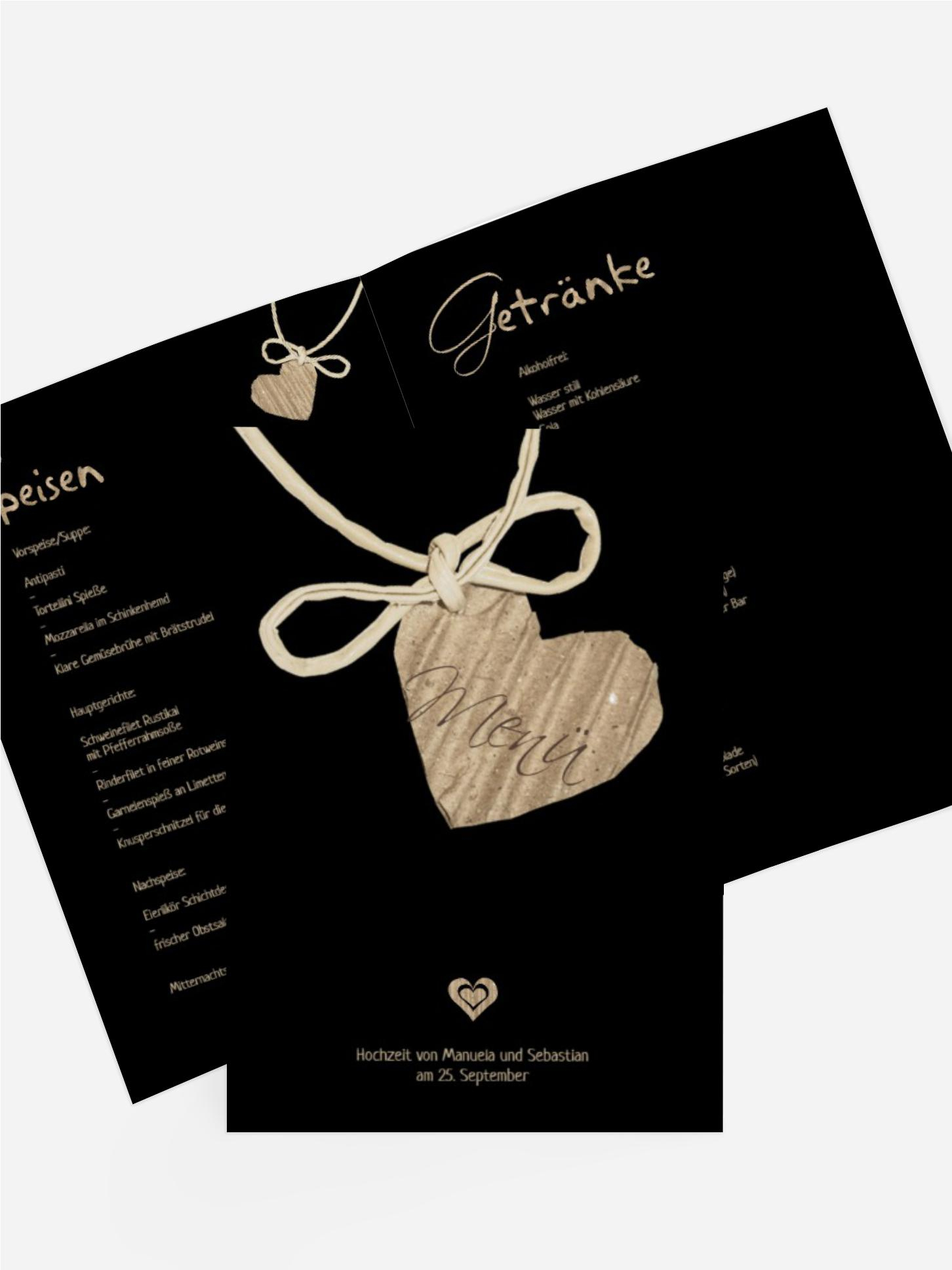 Menükarte Hochzeit natürlich Ja