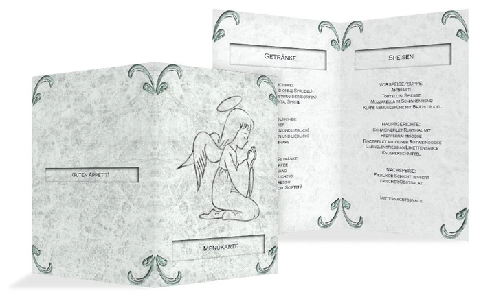 Menükarte zur Konfirmation Relief-Engelchen