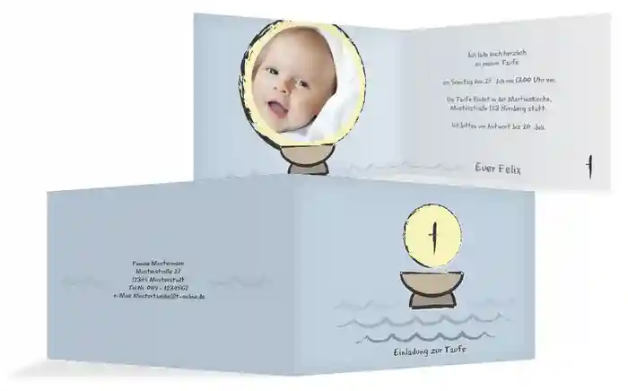 Einladungskarte Taufe Taufbecken