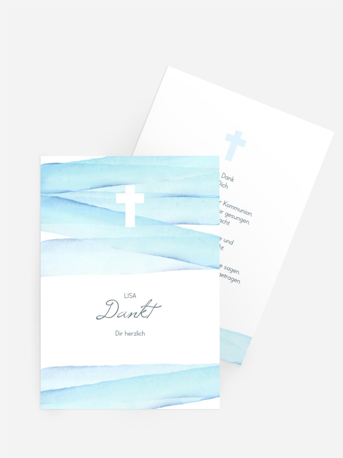 Dankeskarte Kommunion Aquarell Meer