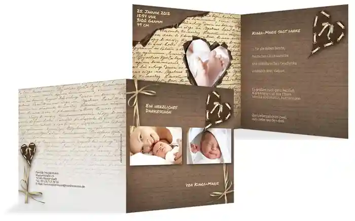 Babykarte Danke Gedicht mit Herz