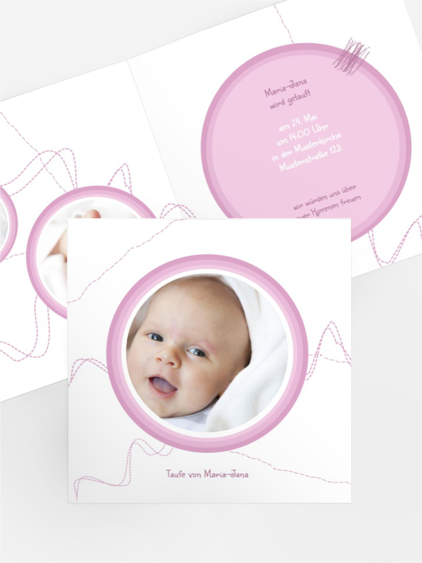 Einladungskarte Taufe Stickmuster