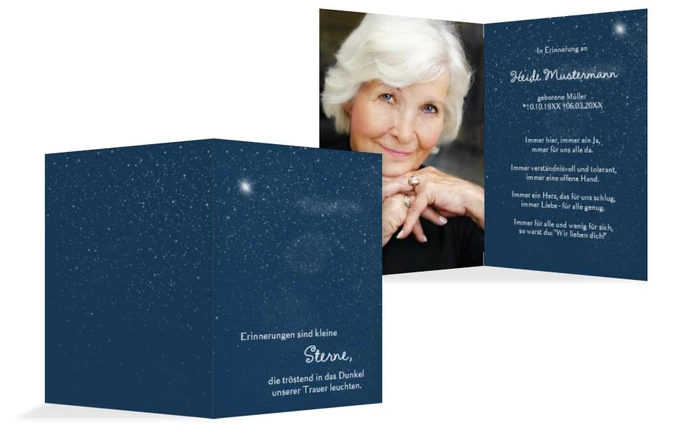 Sterbebildkarte starry sky