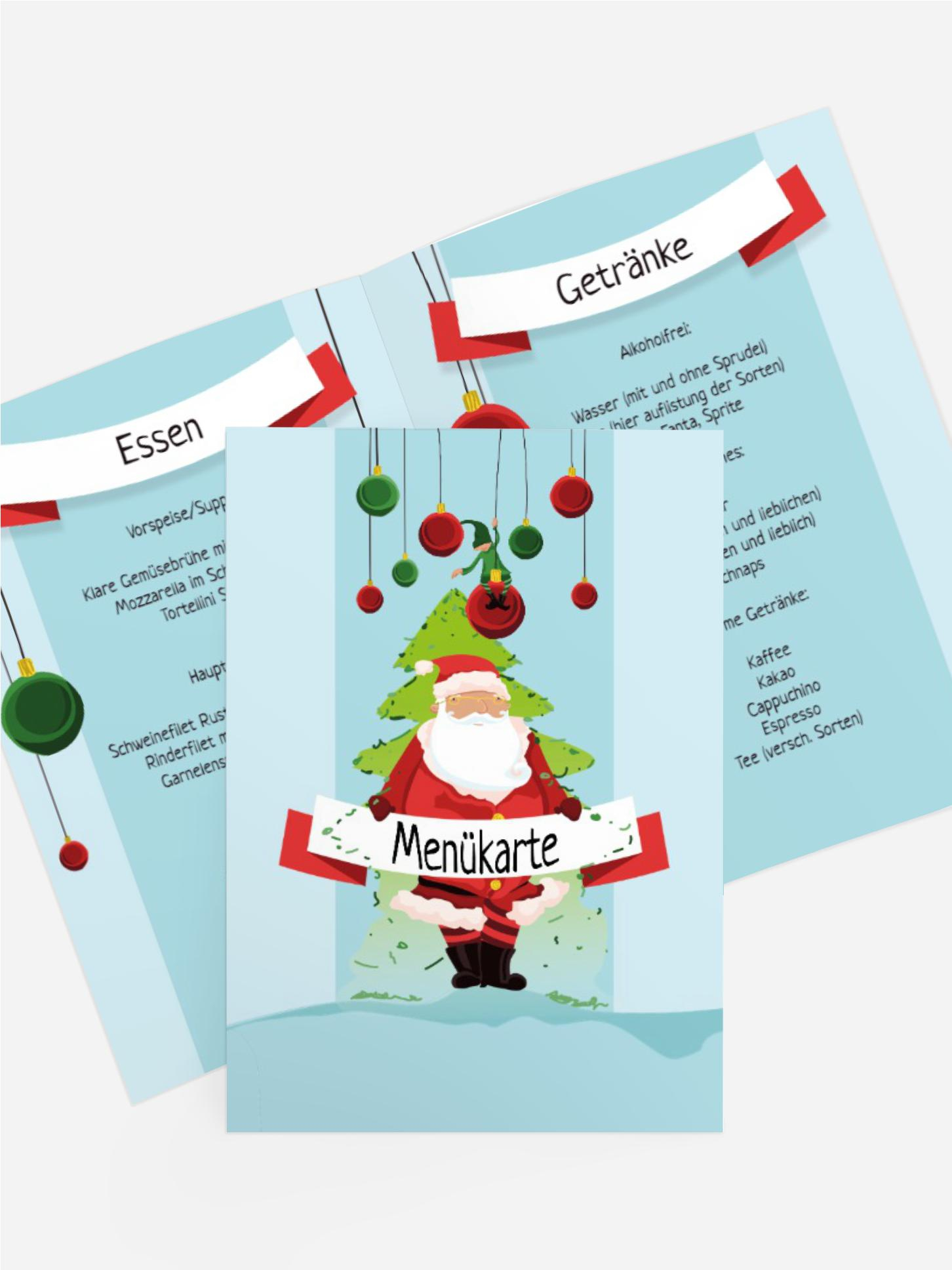 Weihnachtsmenükarte Wichtel