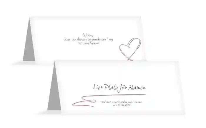 Tischkarte Doppelherz Tischkarte Doppelherz