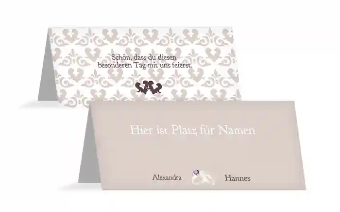 Tischkarte Ornament mit Herz