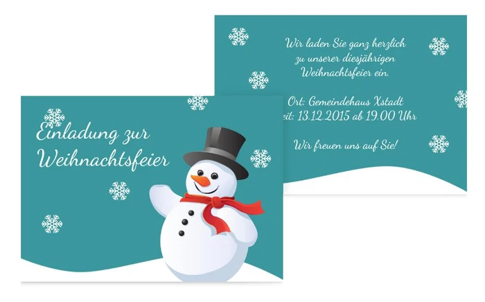Weihnachtseinladung Schneemann