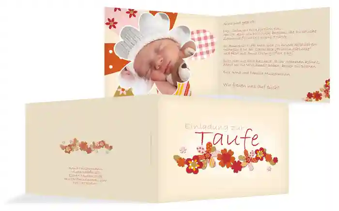 Einladung zur Taufe Blumenband
