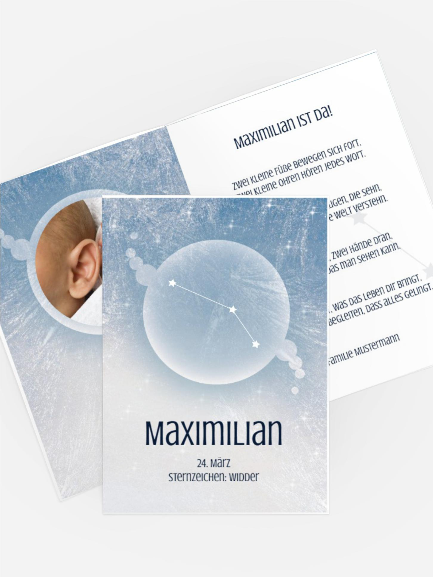 Geburtskarte Sternzeichen Widder